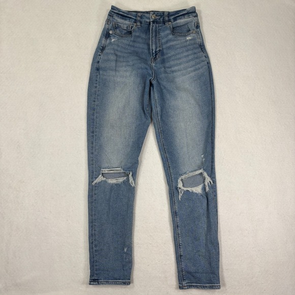 American Eagle Outfitters Denim - American Eagle Mom Jeans Womens 2 High Rise Distressed Straight Leg
